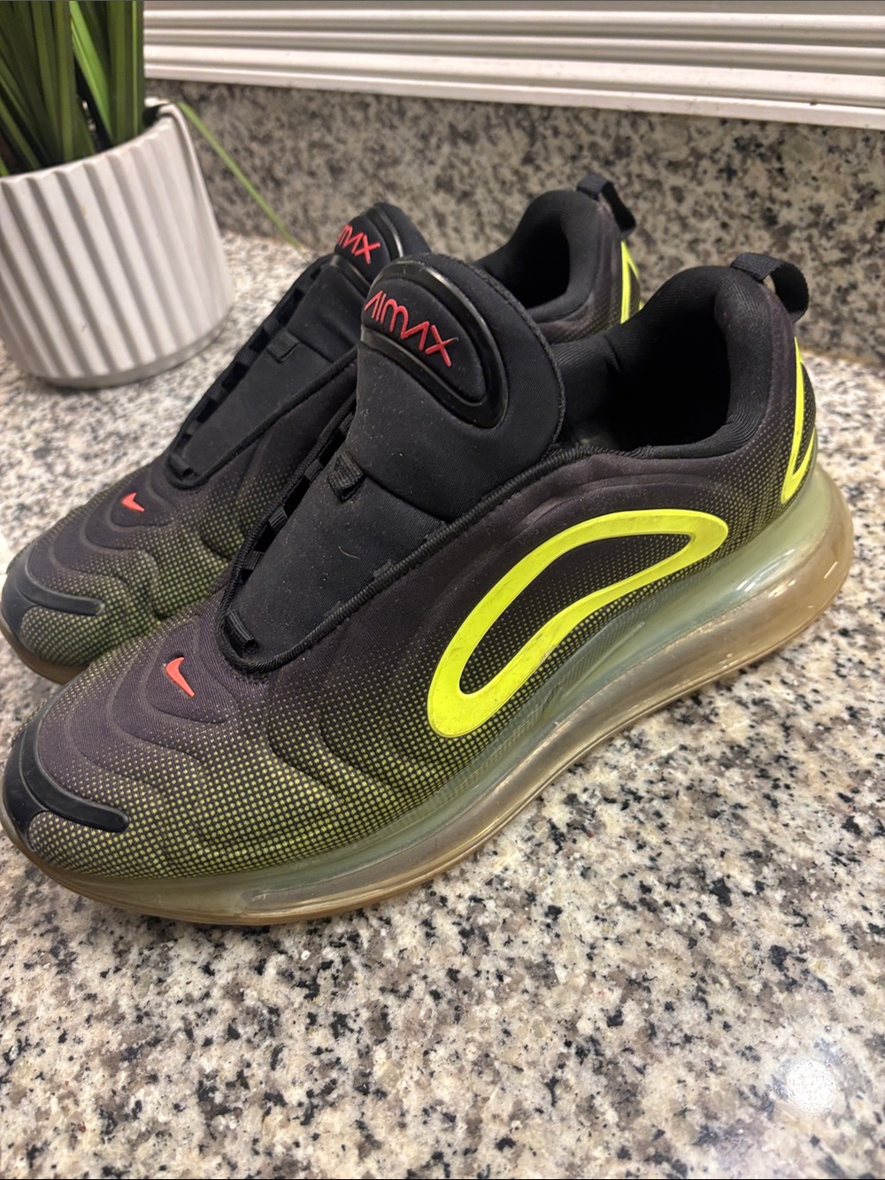 Nike Air Max 720 Retro Future- Black with Neon Yellow and Red Accents